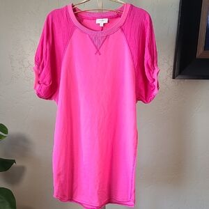 Umgee Hot Pink Raglan Mini Dress Size Small